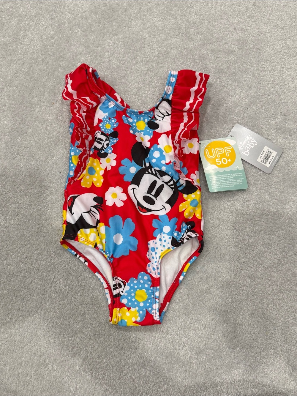 Disney Red Minnie Mouse Floral Ruffle One-Piece Swimsuit for Kids